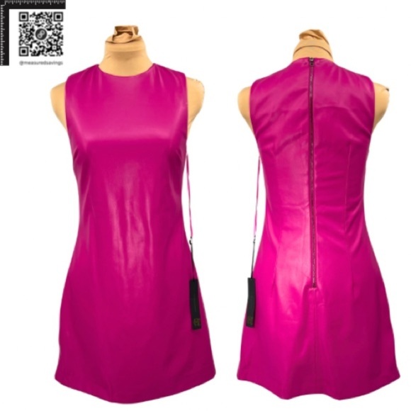 XS - NWT - House of Harlow Pink Faux-Leather Sheath Dress - Picture 7 of 7